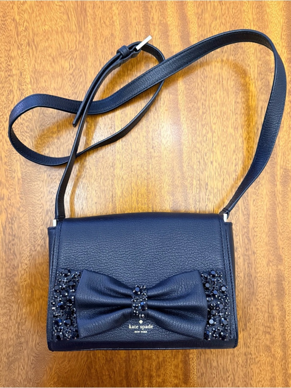 Kate Spade Crossbody Bag, Black Bow with Jewel Accent